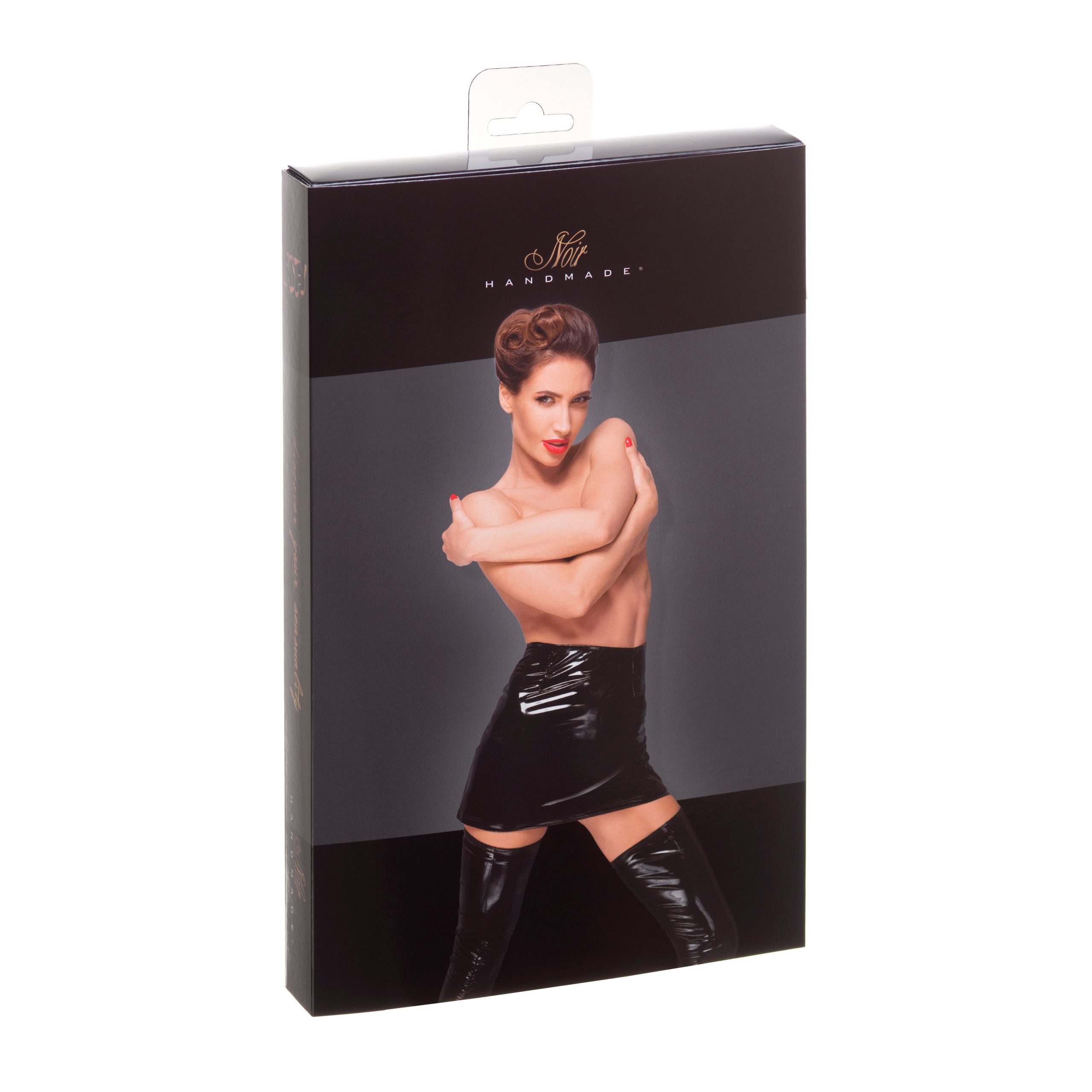 Noir Handmade PVC Minirock mit langem verdeckten Reißverschluss an der Seite – Bild 3