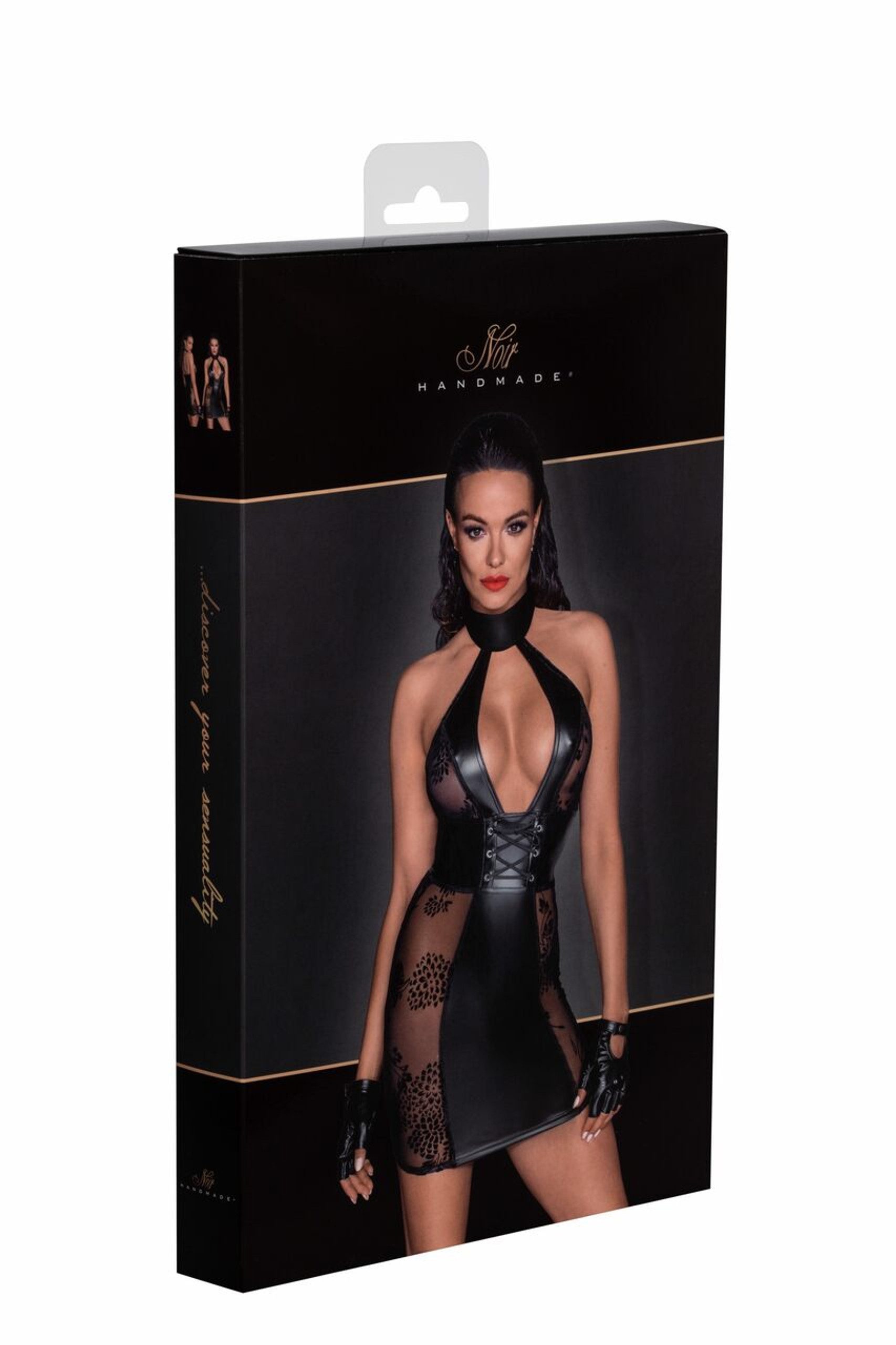 Noir Handmade Kurzes Tüll Kleid mit Powerwetlook Einsätzen und Korsagenschnürrung – Bild 6