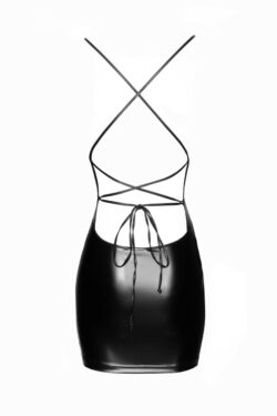 Noir Handmade Mini Powerwetlook Kleid mit Schnürrung auf der Rückseite – Bild 5
