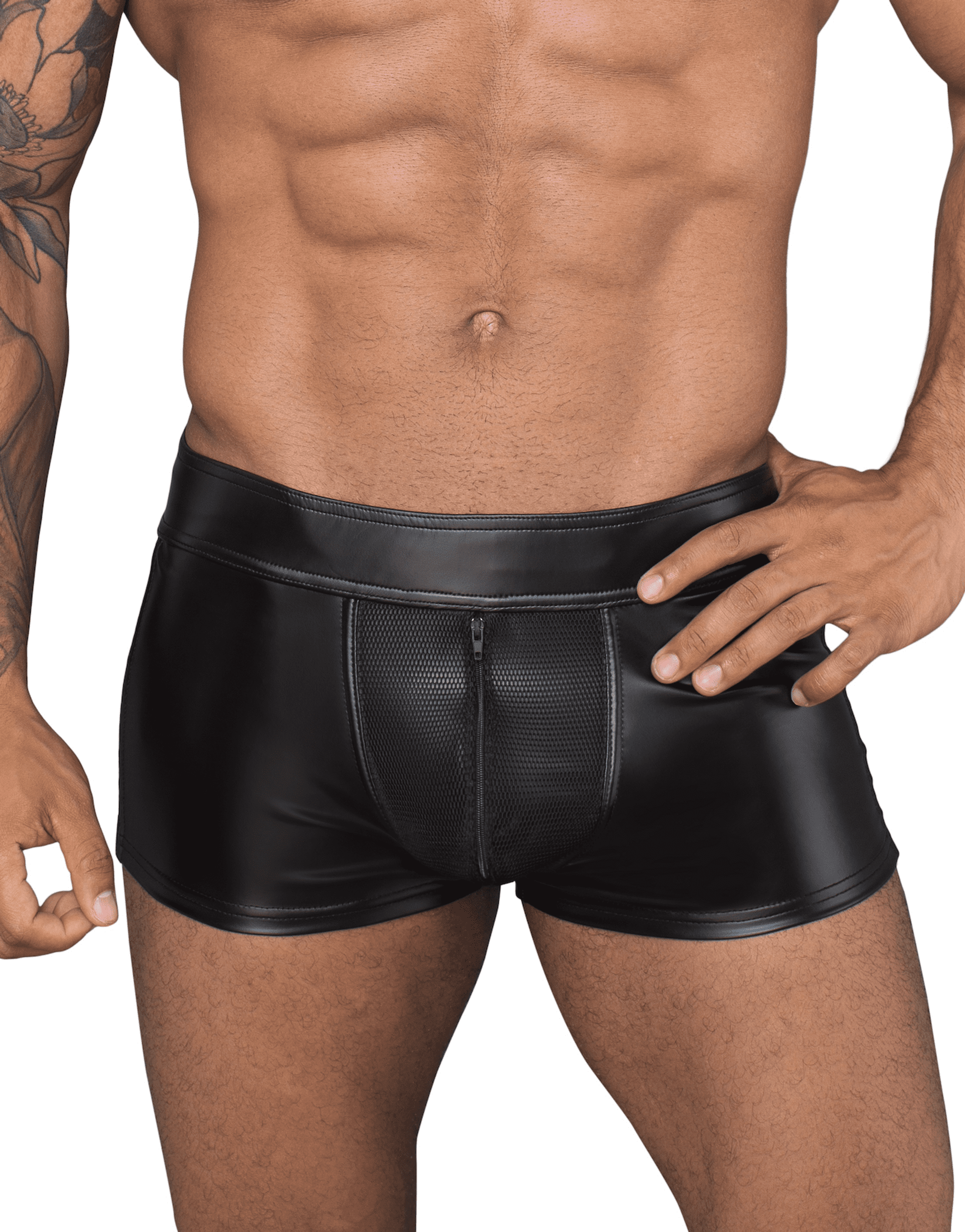 Noir Handmade Shorts aus Powerwetlook und 3D-Netz – Bild 4