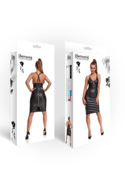 Demoniq – Eleganter schwarzer Rock aus elastischem Kunstleder – BRFederica001 – Bild 4