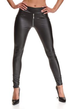 Demoniq schwarze Leggings mit silbernem Reißverschluss BRMaddalena001 – Bild 11