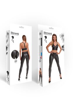 Demoniq schwarze Leggings mit silbernem Reißverschluss BRMaddalena001 – Bild 6