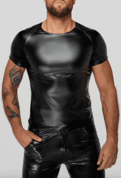 Noir Handmade Wetlook T-Shirt H070 mit Schlangen-Ärmeln – Bild 3
