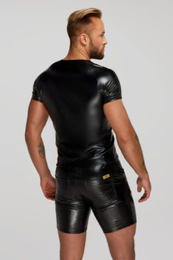 Noir Handmade Wetlook T-Shirt H070 mit Schlangen-Ärmeln – Bild 5