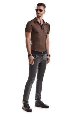 RFP Herren T-Shirt RMROBERTO001 schwarz – Stilvolles Wetlook-Shirt mit Stehkragen – Bild 2
