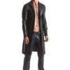 RFP Herren Mantel RMSergio001 – Eleganter schwarzer Wetlook-Trenchcoat im Slim-Fit – Bild 5