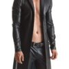 RFP Herren Mantel RMSergio001 – Eleganter schwarzer Wetlook-Trenchcoat im Slim-Fit – Bild 3