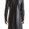 RFP Herren Mantel RMSergio001 – Eleganter schwarzer Wetlook-Trenchcoat im Slim-Fit – Bild 2