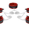 K Opium leder fesselset rot mit 180 m kette und 5 karabinerhaken