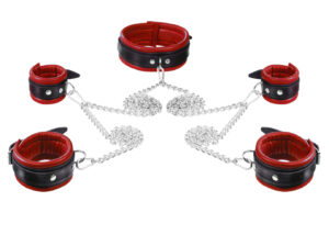 K Opium leder fesselset rot mit 180 m kette und 5 karabinerhaken