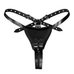 K Opium Leder Frauenslip Ouvert mit verstellbaren Riemen – verführerisches BDSM-Dessous aus Echtleder