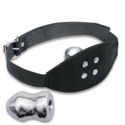 K Opium Ledermundknebel mit Aluminiumdildo – exklusives BDSM-Gag