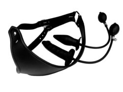 verstellbarer Strap-On mit aufpumpbarem Latex Dildo Butt Plug